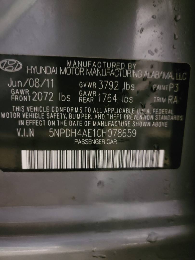 2012 HYUNDAI ELANTRA — 198884 Miles — Lot H078659 - Marhaba Auctions Used Cars - Image 3