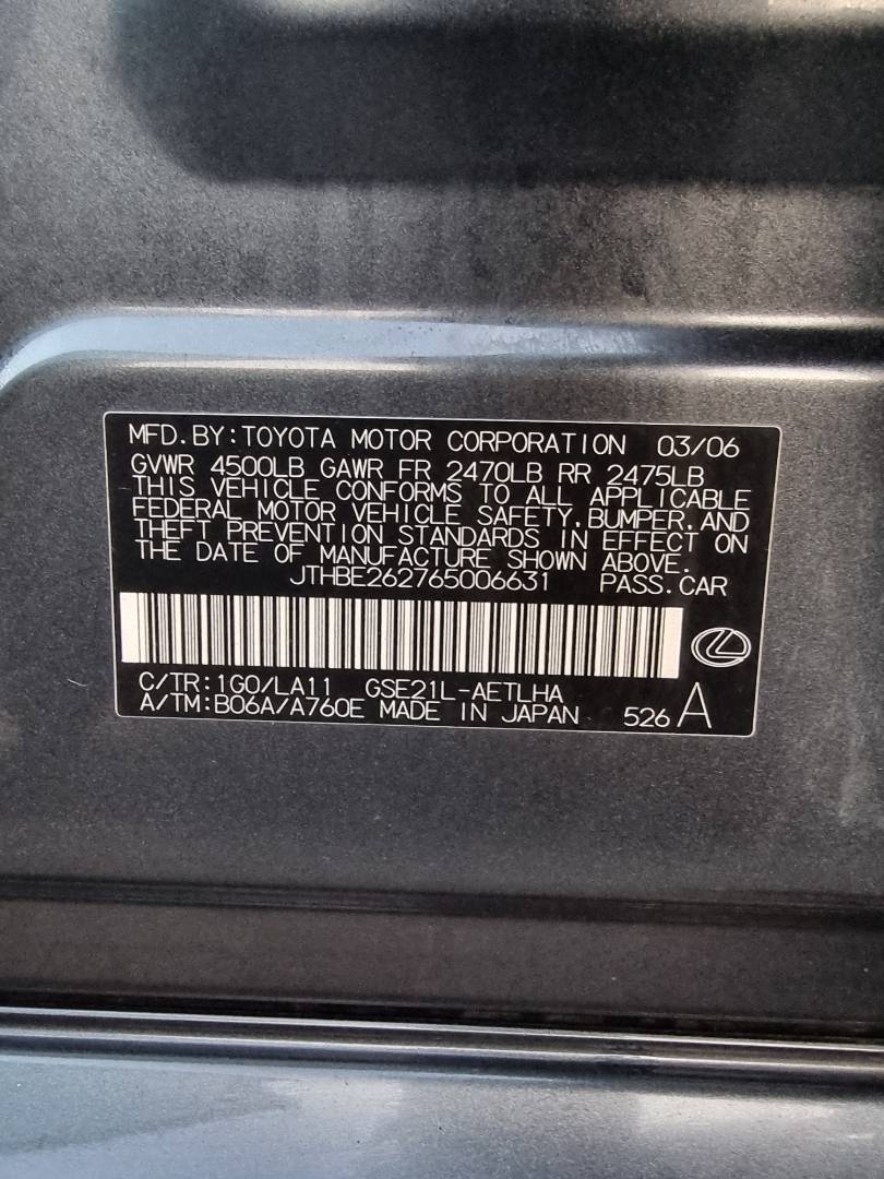 2006 LEXUS IS-350 — 239030 Miles — Lot 65006631 — Ind. 12 - Marhaba Auctions Used Cars - Image 10