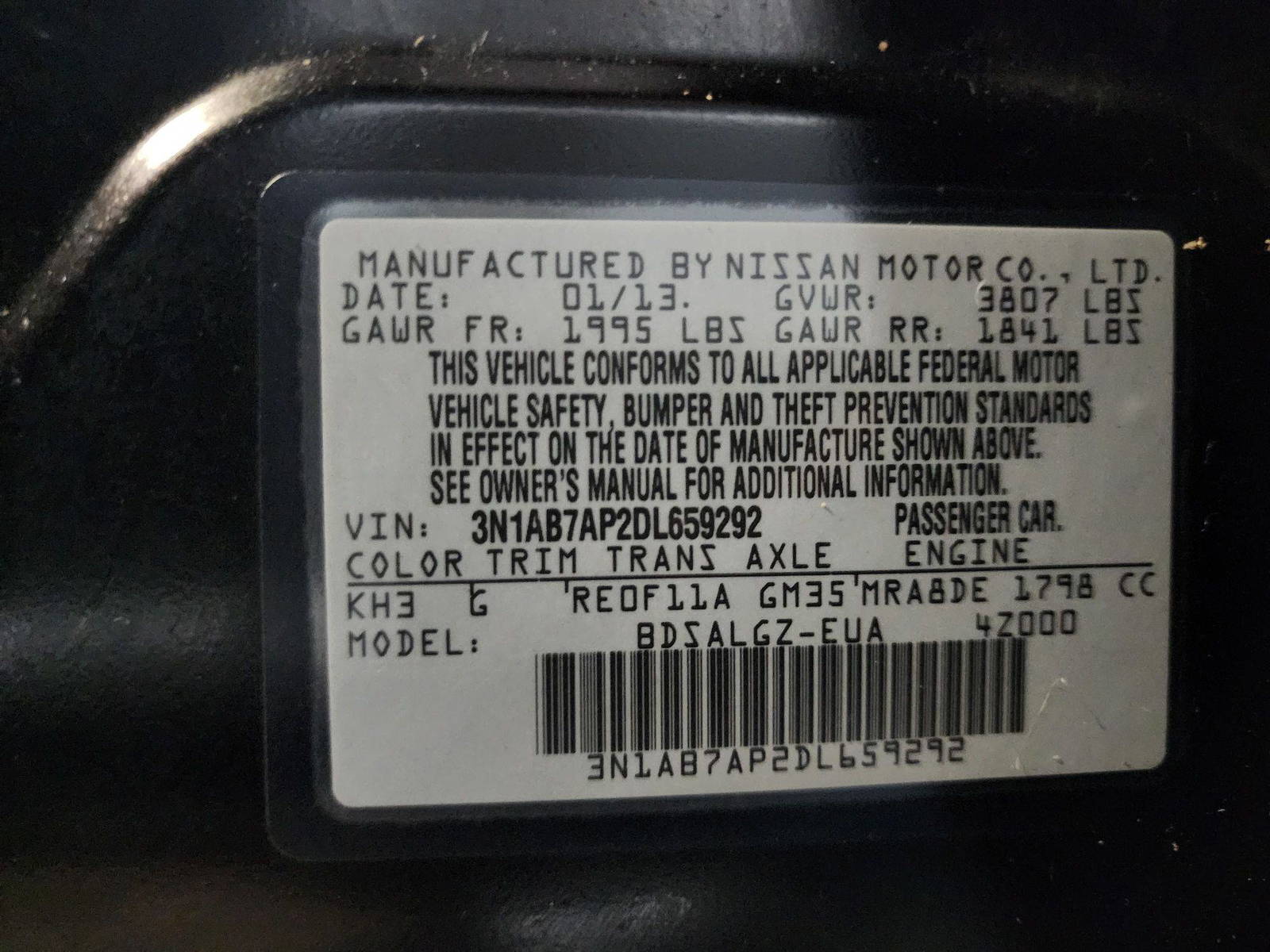2013 NISSAN SENTRA — 166029 Miles — Lot 59292 — Al Quoz - Marhaba Auctions Used Cars - Image 9