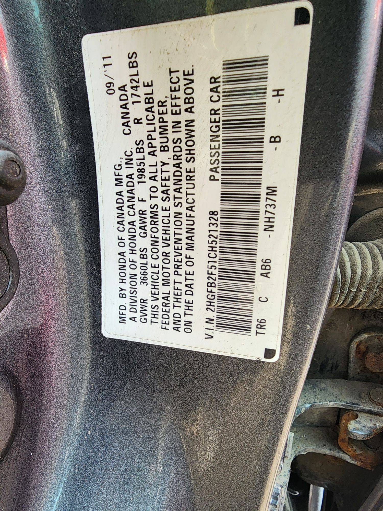 2012 HONDA CIVIC — 170590 Miles — Lot 21328 — Souq - Marhaba Auctions Used Cars - Image 9