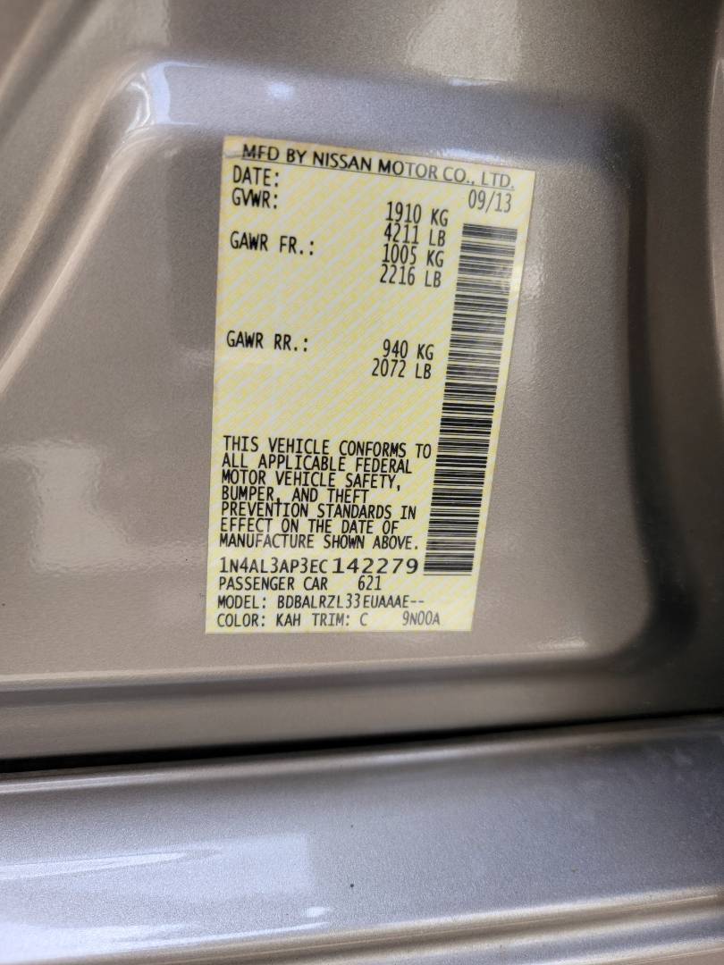 2014 NISSAN ALTIMA — 144169 Miles — Lot EC142279 — Main - Marhaba Auctions Used Cars - Image 9
