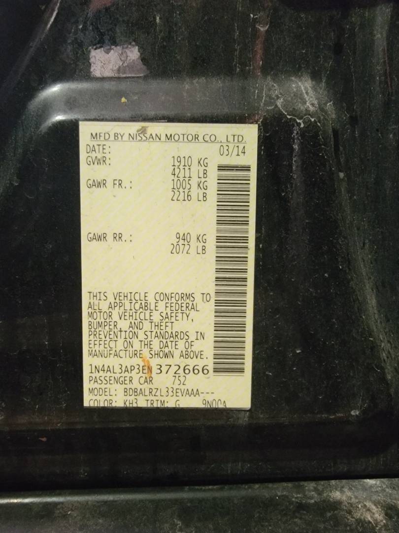 2014 NISSAN ALTIMA — 162608 Miles — Lot 63888444 — Main - Marhaba Auctions Used Cars - Image 9
