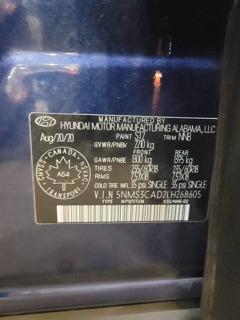 2020 HYUNDAI SANTA FE — 68845 KM — Lot H268605 — Main - Marhaba Auctions Used Cars - Image 10