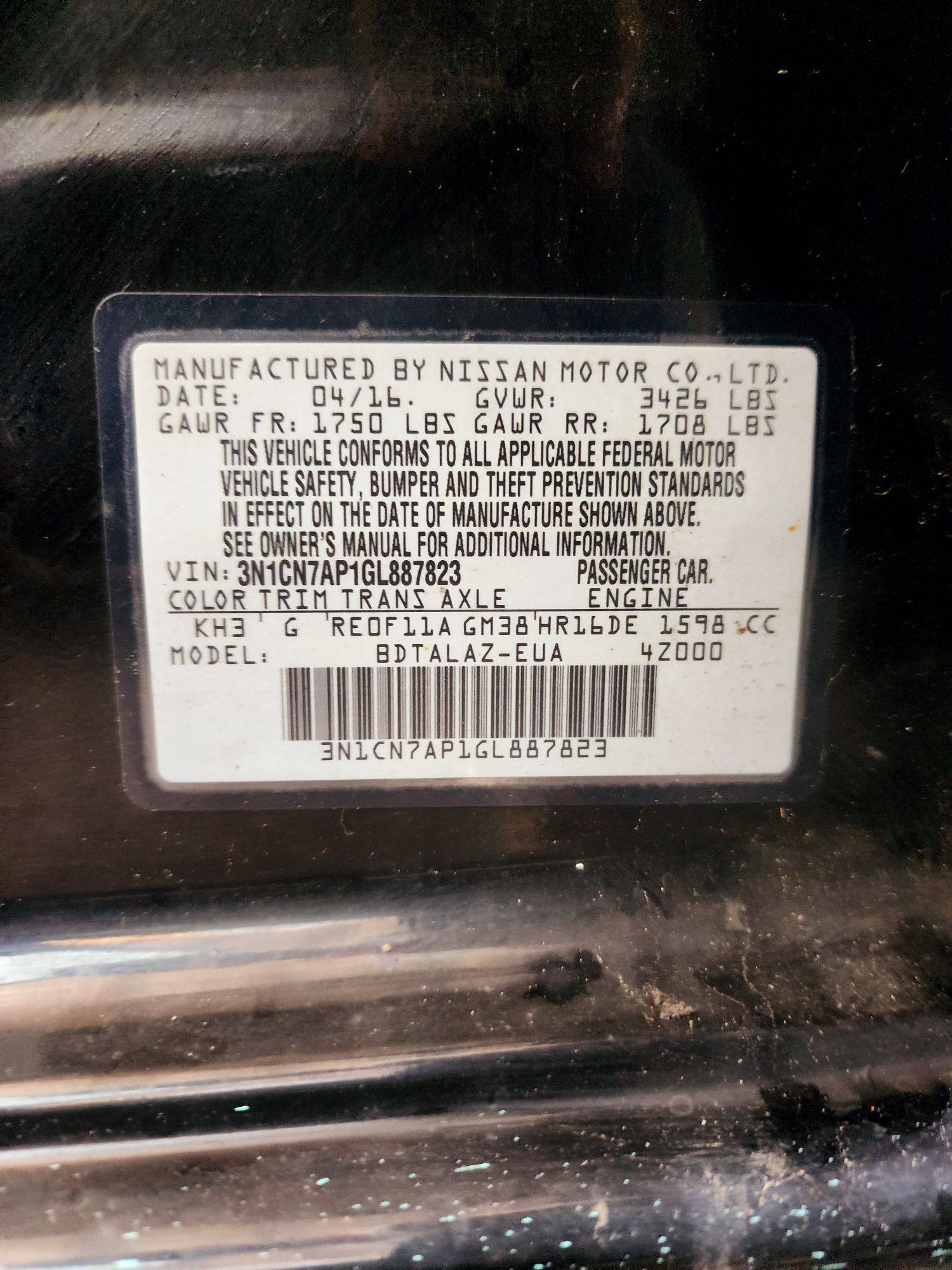 2016 NISSAN VERSA — 154652 Miles — Lot 540915 — Main - Marhaba Auctions Used Cars - Image 9