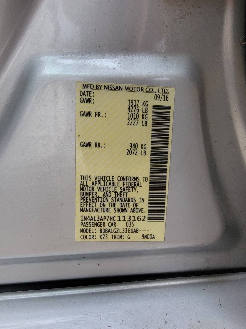 2017 NISSAN ALTIMA — 123622 Miles — Lot 39725600 — Main - Marhaba Auctions Used Cars - Image 9