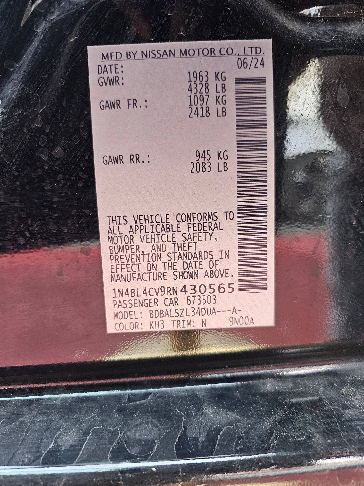 2024 NISSAN ALTIMA — 12887 Miles — Lot CV9RN430565 — Souq - Marhaba Auctions Used Cars - Image 10
