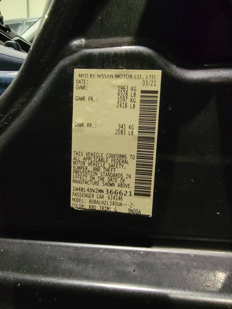 2021 NISSAN ALTIMA — 142172 Miles — Lot MN366621 — Main - Marhaba Auctions Used Cars - Image 9