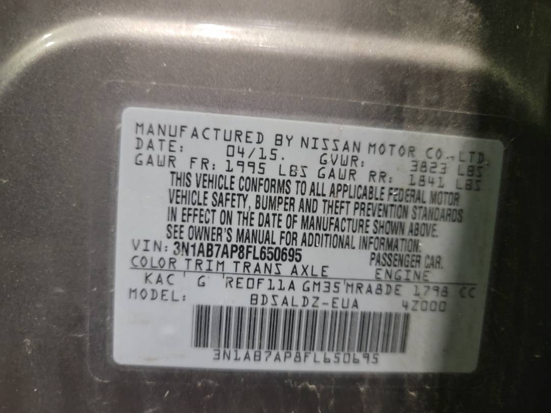 2015 NISSAN SENTRA — 204970 Miles — Lot 38740736 — Main - Marhaba Auctions Used Cars - Image 9