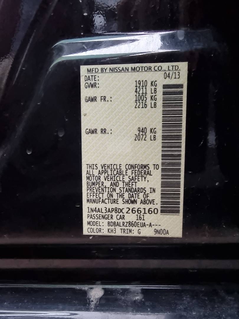 2013 NISSAN ALTIMA — 176921 Miles — Lot 215487 - Marhaba Auctions Used Cars - Image 7