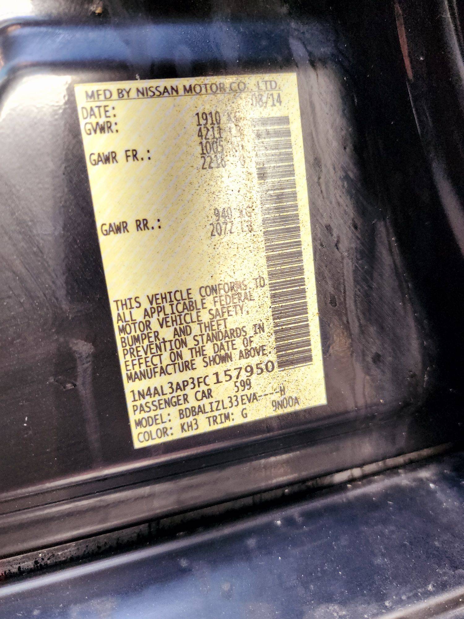 2015 NISSAN ALTIMA — 158969 Miles — Lot C157950 — Souq - Marhaba Auctions Used Cars - Image 9