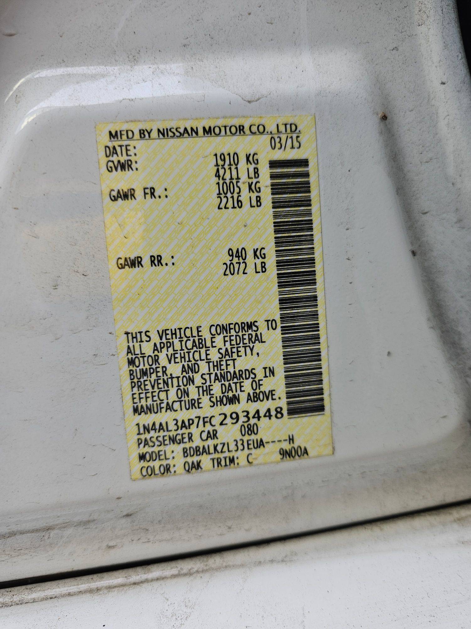 2015 NISSAN ALTIMA — 143612 Miles — Lot 43386867 — Main - Marhaba Auctions Used Cars - Image 19