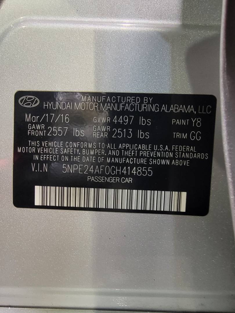 2016 HYUNDAI SONATA — 159310 Miles — Lot 0GH414855 — Main - Marhaba Auctions Used Cars - Image 10