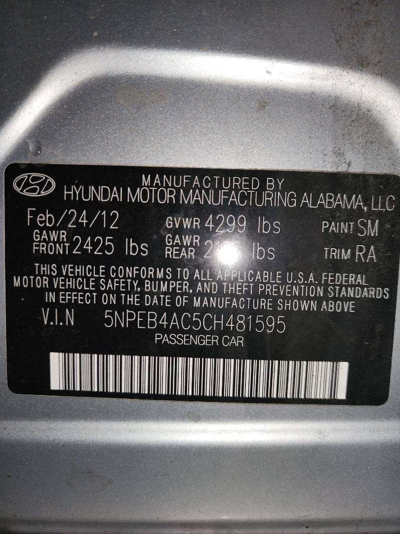 2012 HYUNDAI SONATA — 114408 Miles — Lot 39020664 - Marhaba Auctions Used Cars - Image 4