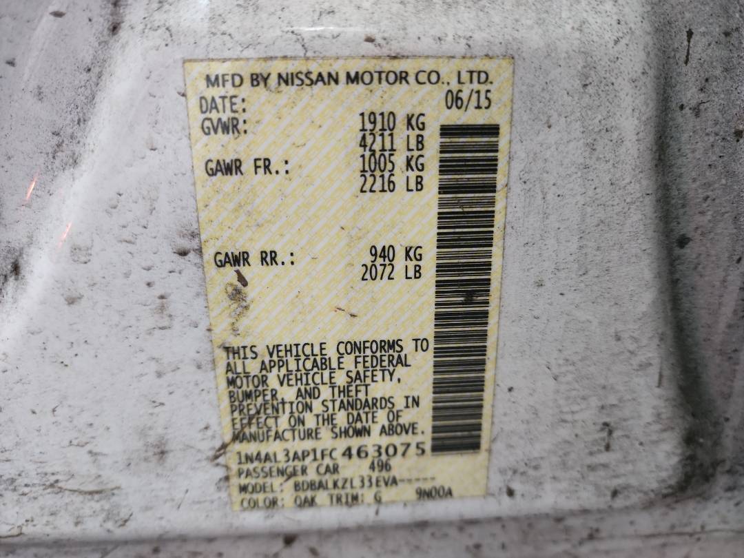 2015 NISSAN ALTIMA — 203325 Miles — Lot 38622184 - Marhaba Auctions Used Cars - Image 5