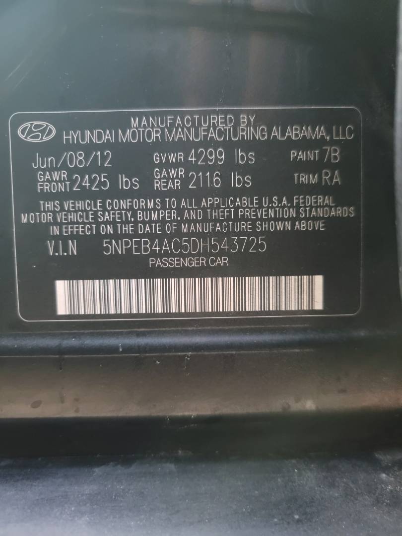 2013 HYUNDAI SONATA — 130952 Miles — Lot 38124992 - Marhaba Auctions Used Cars - Image 9
