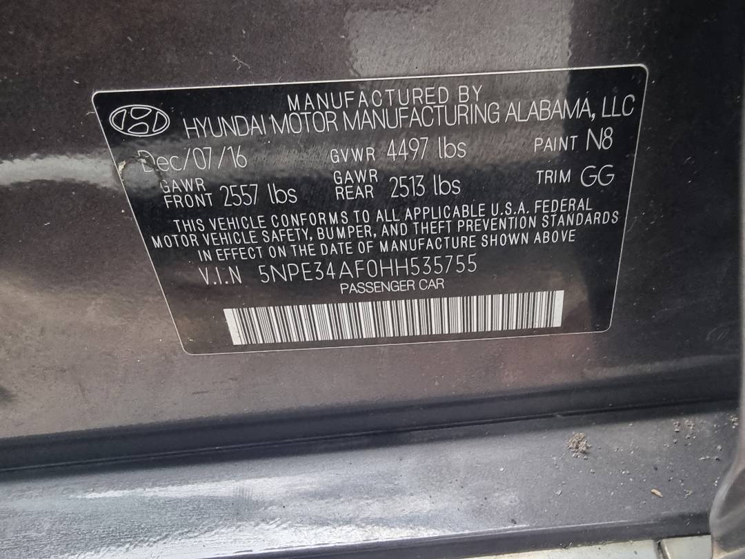 HYUNDAI SONATA SPORT 2017 - Marhaba Auction Used Cars - Image 9