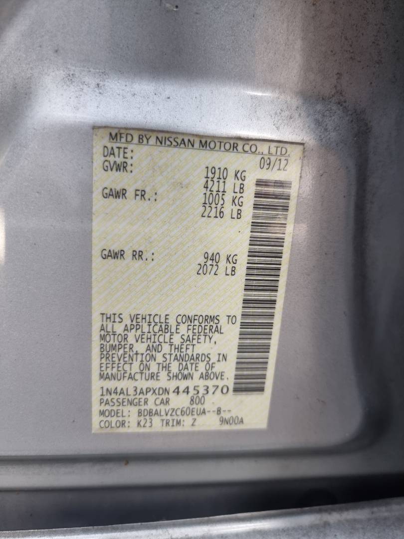 2013 NISSAN ALTIMA — 167842 Miles — Lot 445370 — Souq - Marhaba Auctions Used Cars - Image 9