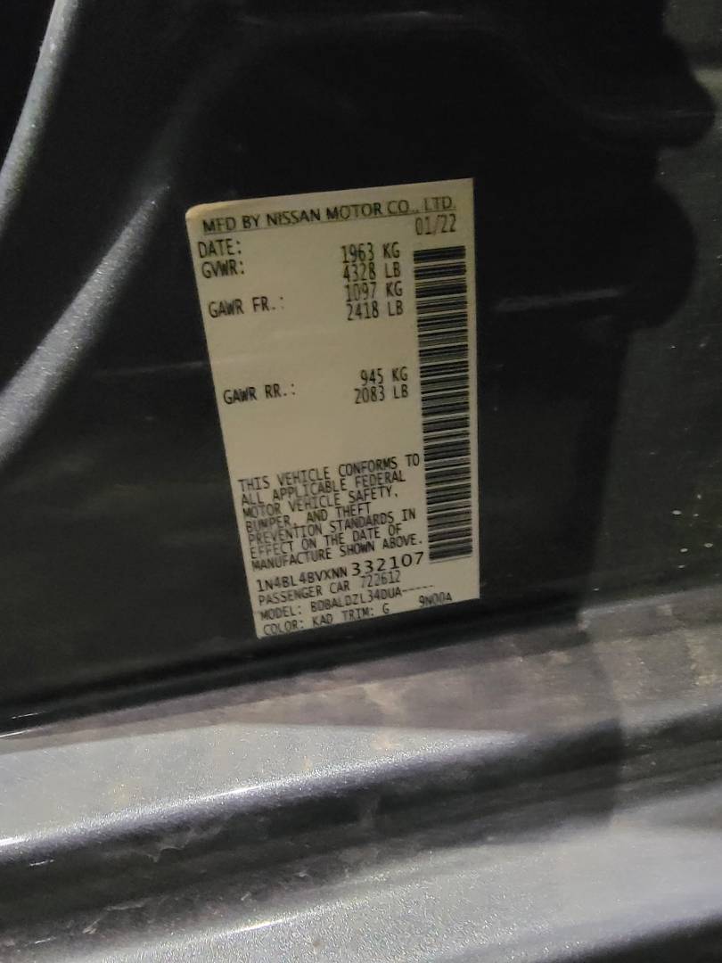 2022 NISSAN ALTIMA — 80766 Miles — Lot N332107 — Main - Marhaba Auctions Used Cars - Image 9