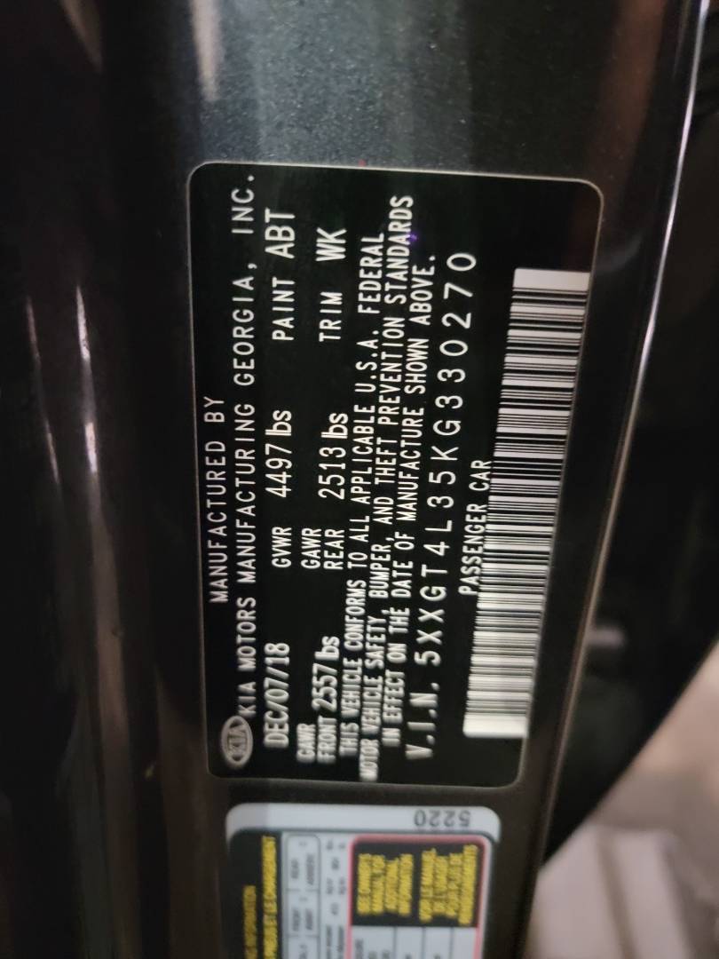 2019 KIA OPTIMA — 114342 Miles — Lot G330270 — Main - Marhaba Auctions Used Cars - Image 11