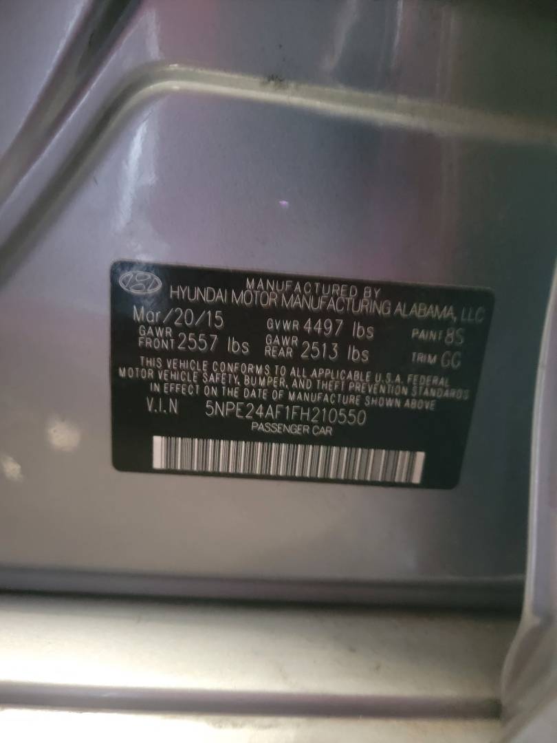 2015 HYUNDAI SONATA — 107519 Miles — Lot 210550 — Main - Marhaba Auctions Used Cars - Image 9