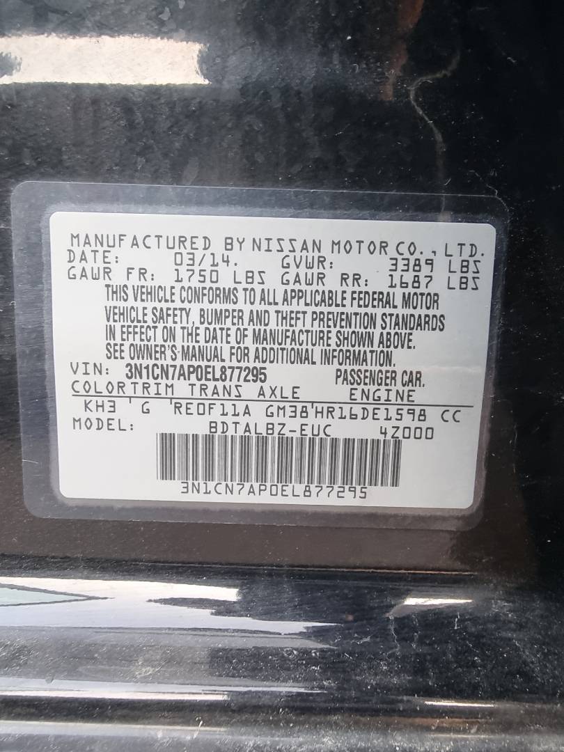 2014 NISSAN VERSA — 102140 Miles — Lot 125487 — Ind. 12 - Marhaba Auctions Used Cars - Image 9