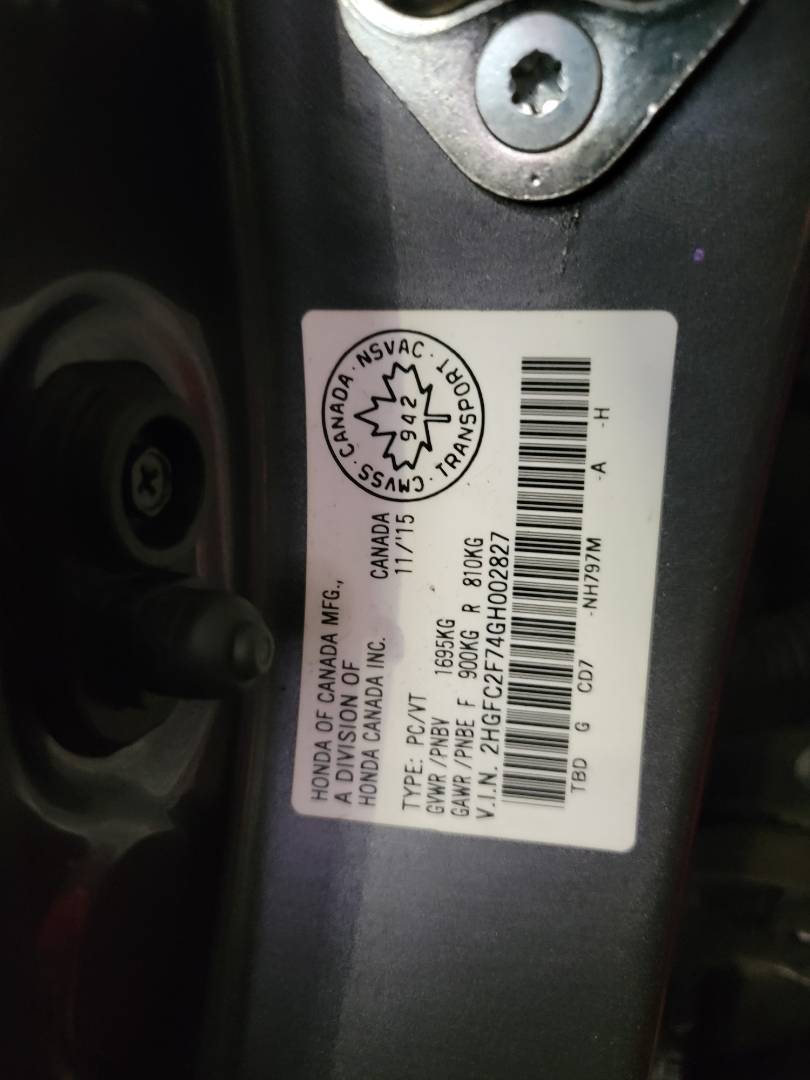 2016 HONDA CIVIC — 259794 KM — Lot H002827 — Main - Marhaba Auctions Used Cars - Image 11