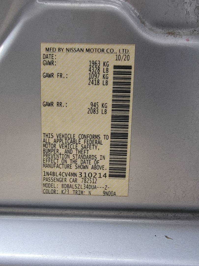 2021 NISSAN ALTIMA — 75397 Miles — Lot 310214 — Main - Marhaba Auctions Used Cars - Image 9