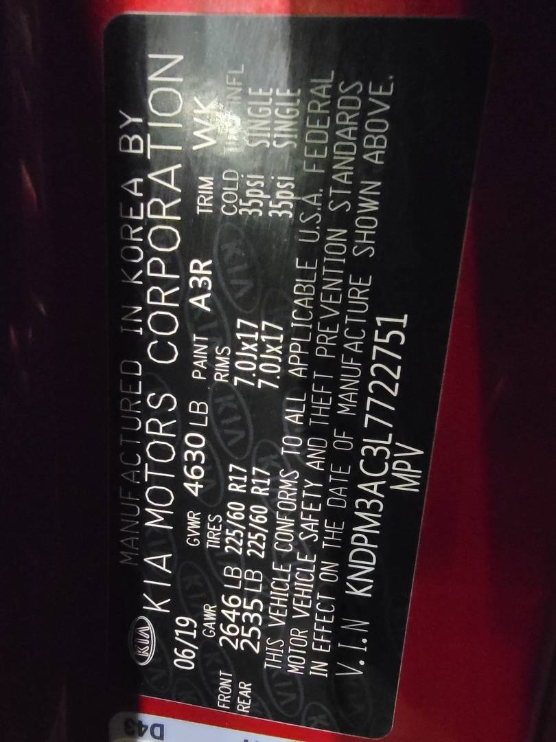 2020 KIA SPORTAGE — 118844 Miles — Lot 7722751 - Marhaba Auctions Used Cars - Image 3