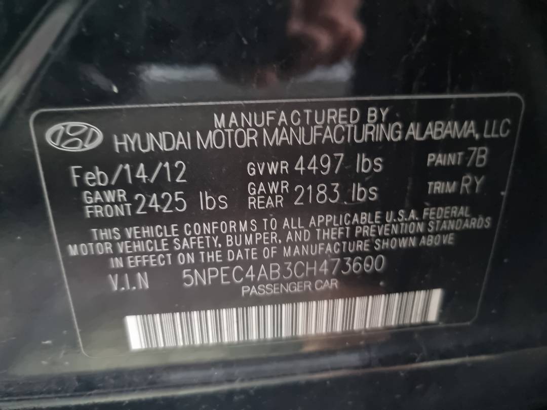 HYUNDAI SONATA 2012 - Marhaba Auction Used Cars - Image 8