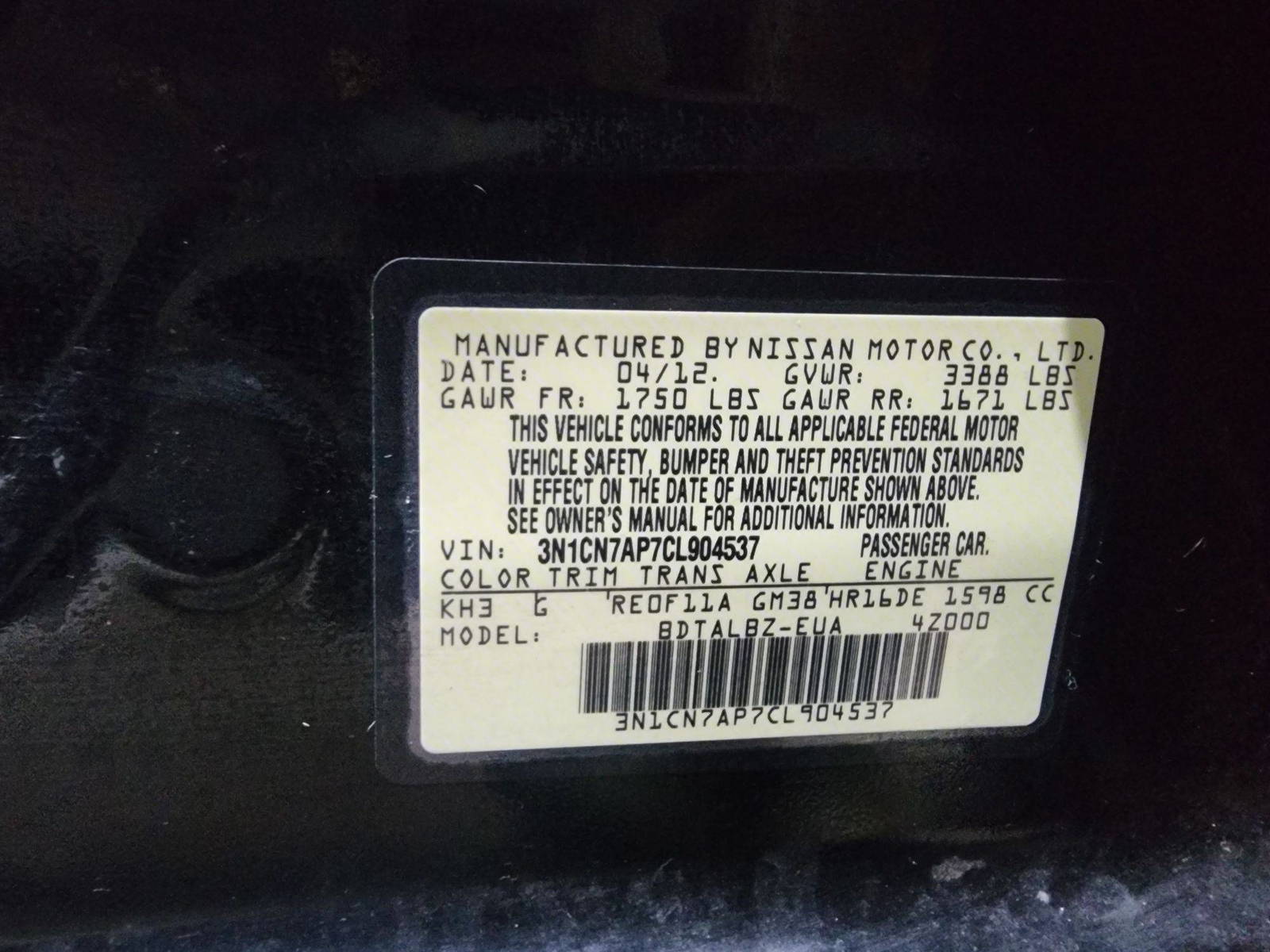 2012 NISSAN VERSA — 164706 Miles — Lot 40109624 — Al Quoz - Marhaba Auctions Used Cars - Image 10