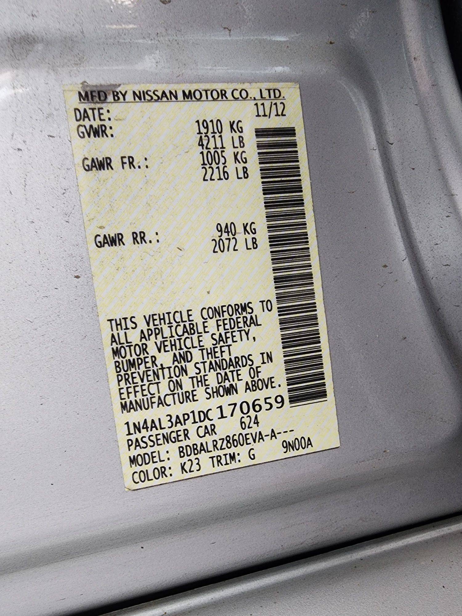 2013 NISSAN ALTIMA — 133572 Miles — Lot 52449684 — Souq - Marhaba Auctions Used Cars - Image 9