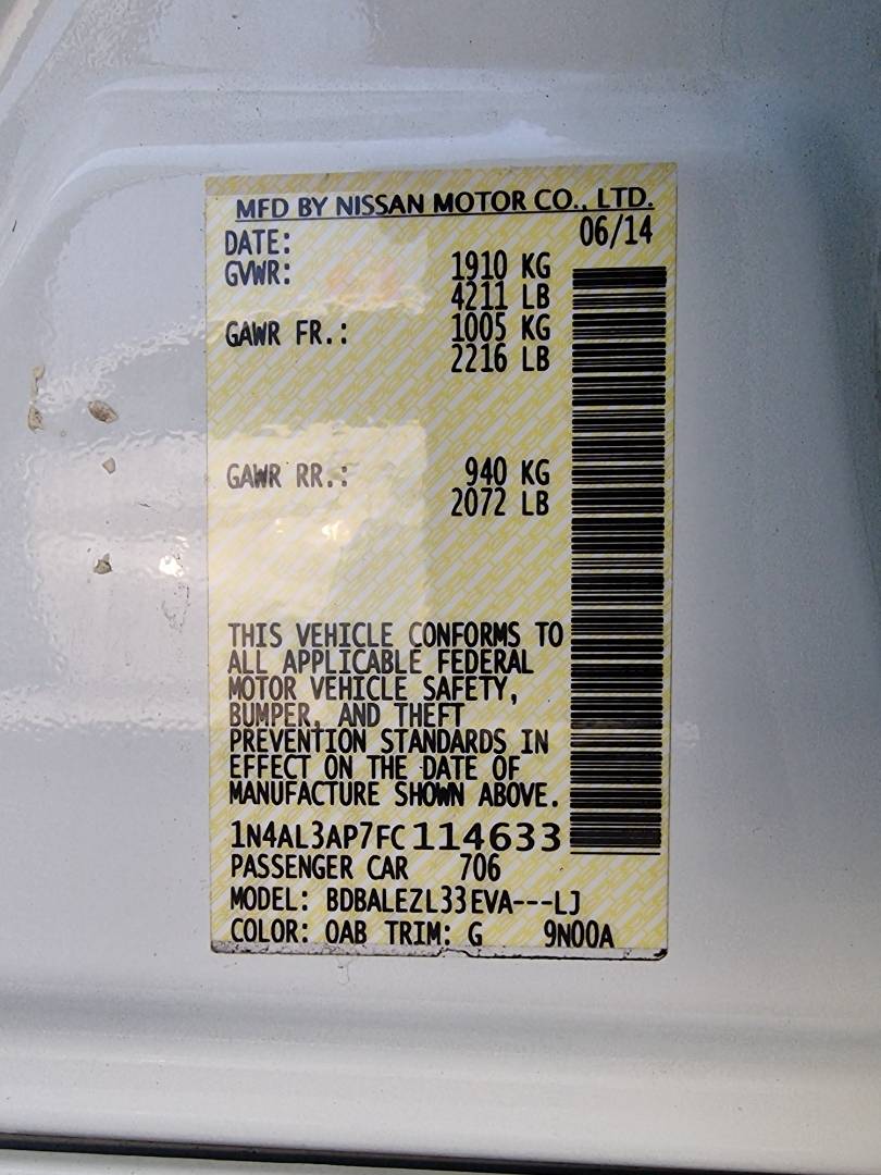 2015 NISSAN ALTIMA — 118576 Miles — Lot 321548 — Main - Marhaba Auctions Used Cars - Image 9