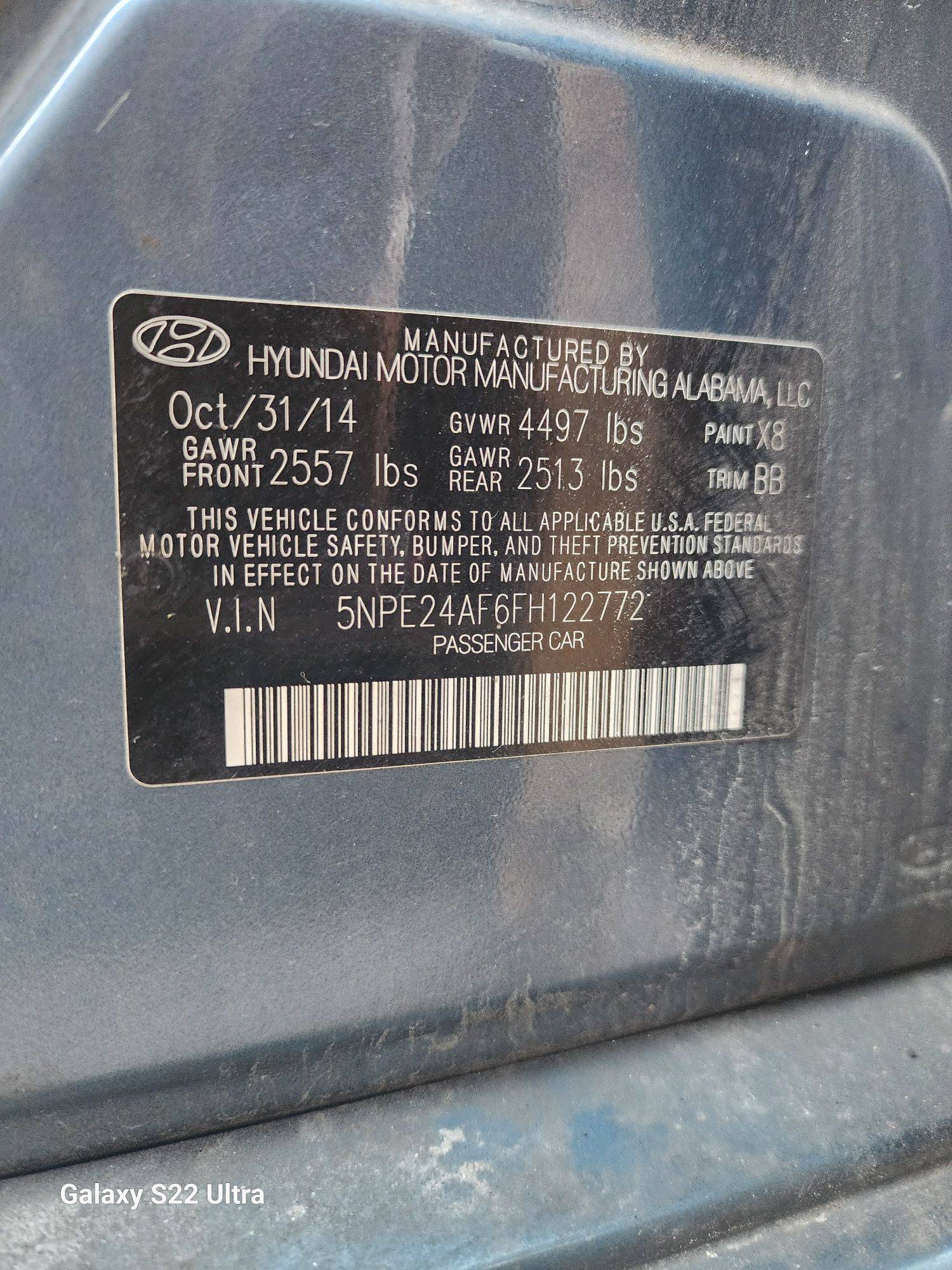 2015 HYUNDAI SONATA — 153649 Miles — Lot 2772 - Marhaba Auctions Used Cars - Image 9
