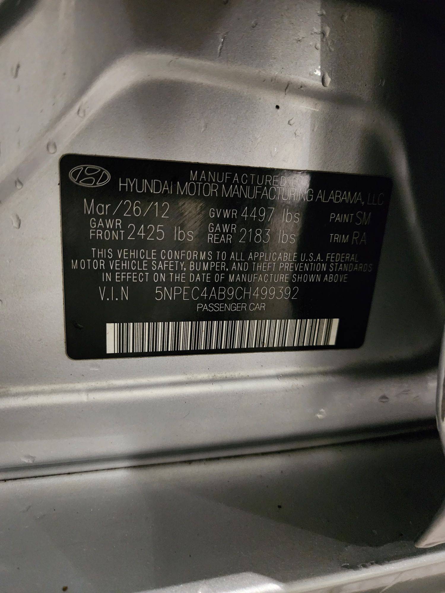 2012 HYUNDAI SONATA — 177990 Miles — Lot 58491253 - Marhaba Auctions Used Cars - Image 10