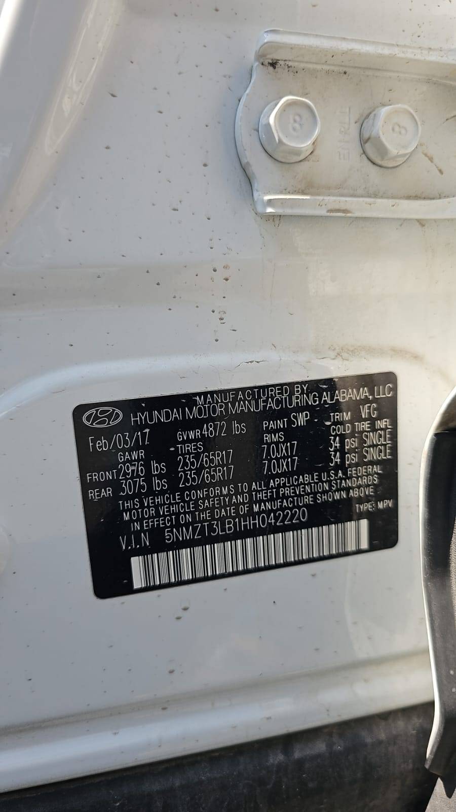 2017 HYUNDAI SANTA FE — 86106 Miles — Lot HH042220 — Souq - Marhaba Auctions Used Cars - Image 8