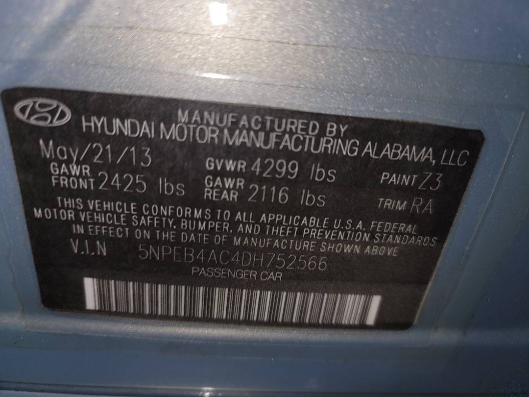 2013 HYUNDAI SONATA — 199397 Miles — Lot DH752566 - Marhaba Auctions Used Cars - Image 10