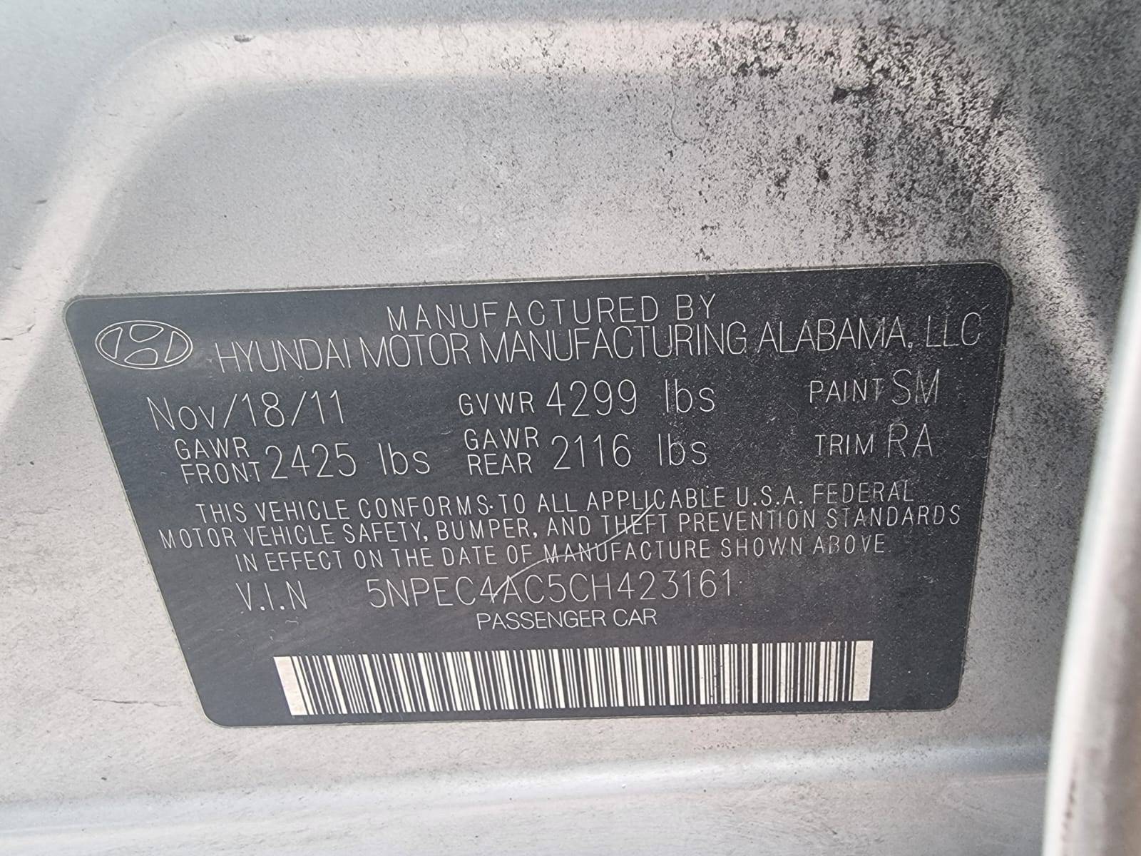 2012 HYUNDAI SONATA — 154704 Miles — Lot H423161 — Ind. 12 - Marhaba Auctions Used Cars - Image 9
