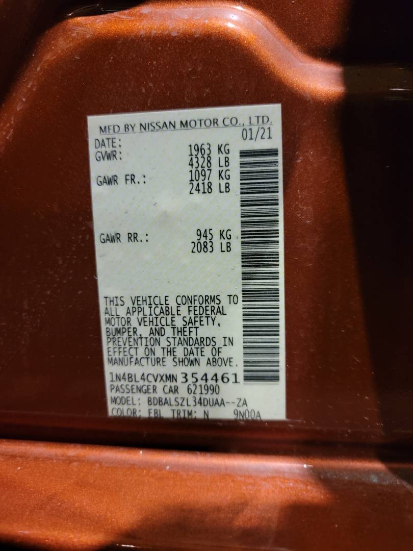 2021 NISSAN ALTIMA — 42090 Miles — Lot N354461 — Main - Marhaba Auctions Used Cars - Image 11