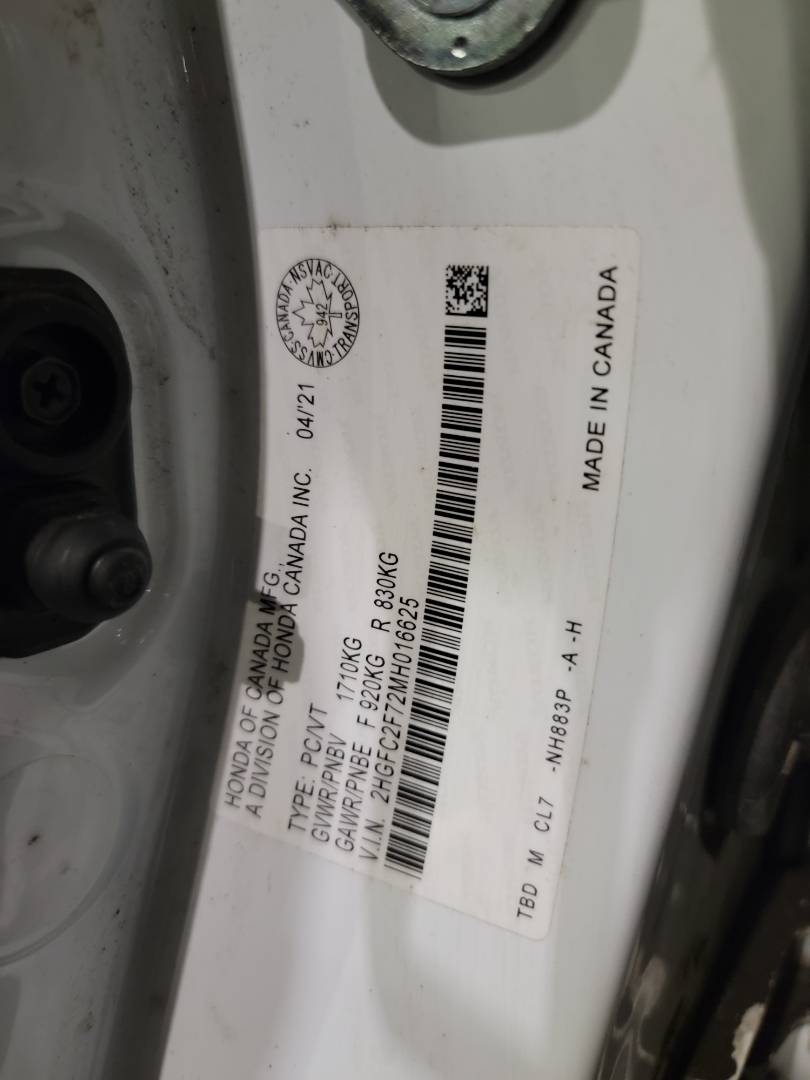 2021 HONDA CIVIC — 175979 KM — Lot MH016625 — Main - Marhaba Auctions Used Cars - Image 8