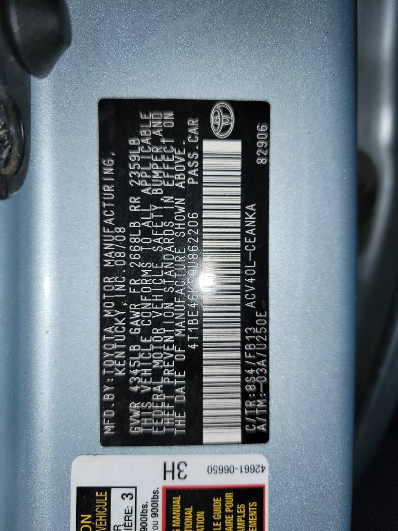 2009 TOYOTA CAMRY — 198986 Miles — Lot U862206 - Marhaba Auctions Used Cars - Image 8