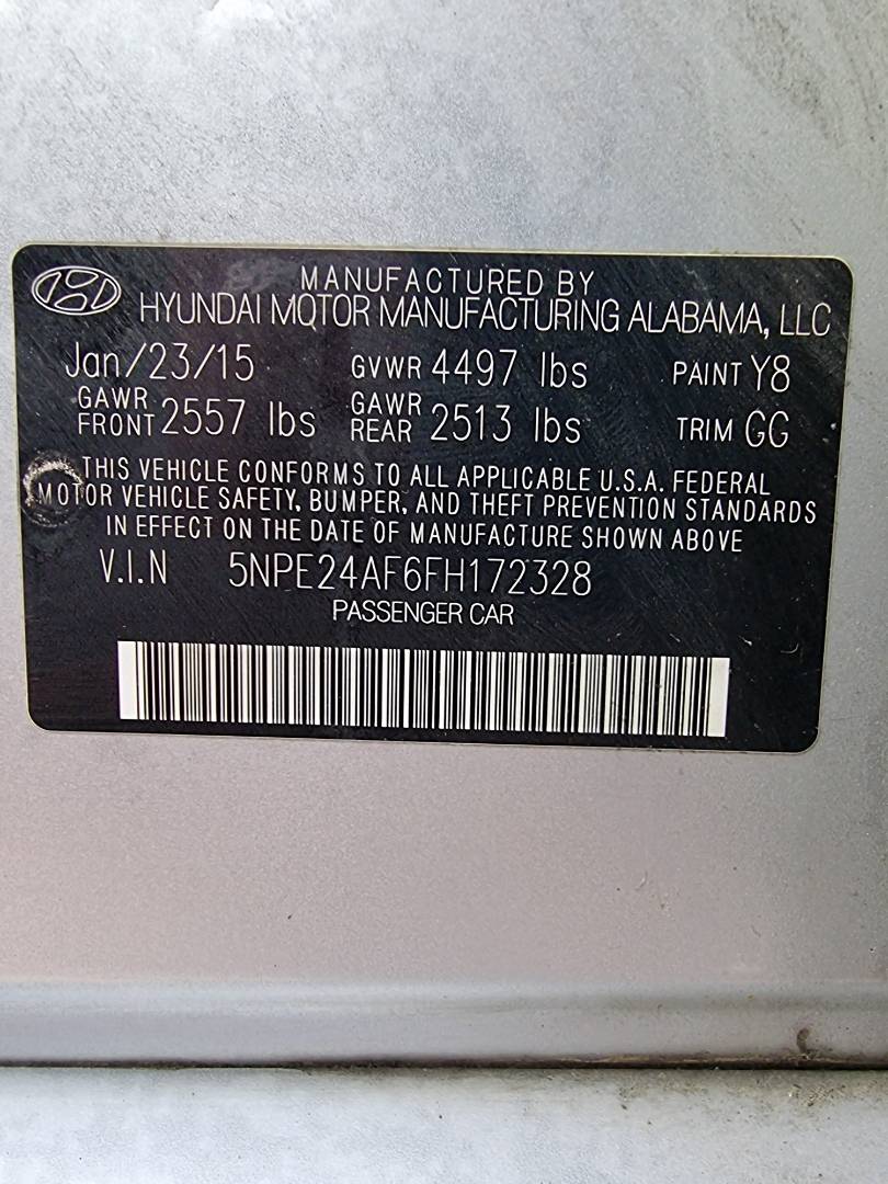 2015 HYUNDAI SONATA — 144615 Miles — Lot 215478 — Ind. 12 - Marhaba Auctions Used Cars - Image 8