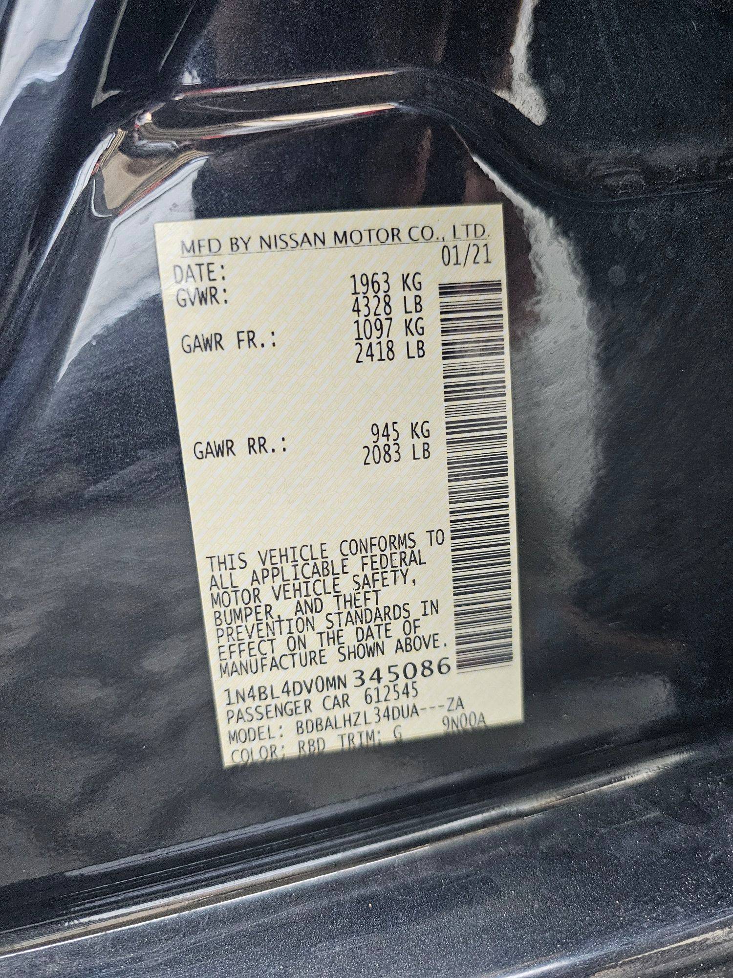2021 NISSAN ALTIMA — 127532 KM — Lot V0MN345086 — Souq - Marhaba Auctions Used Cars - Image 9
