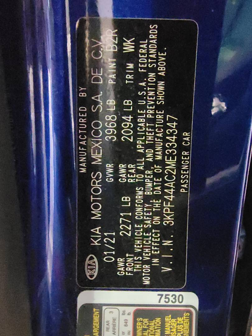 2021 KIA FORTE — 49980 Miles — Lot 82885193 - Marhaba Auctions Used Cars - Image 10