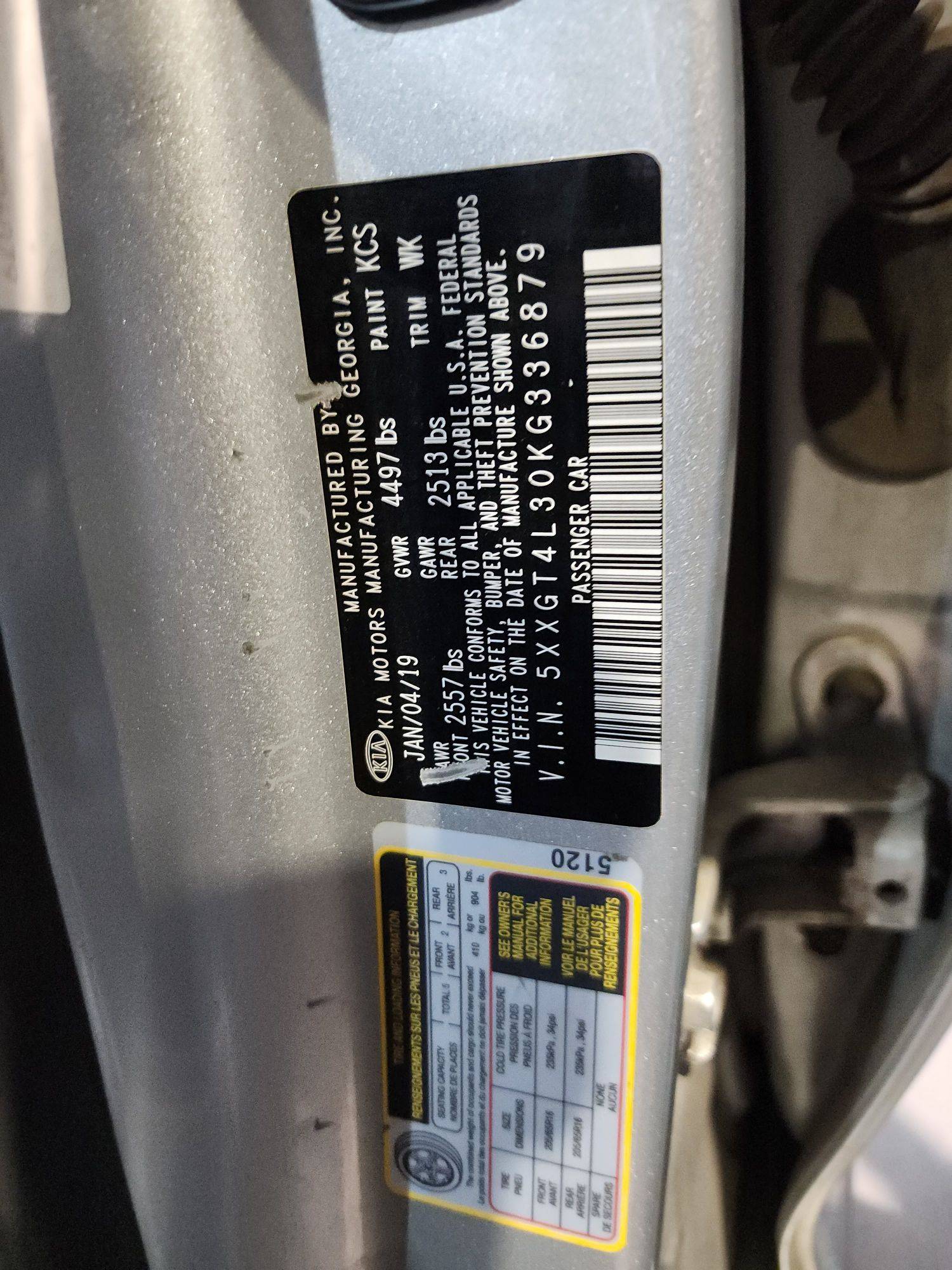 2019 KIA OPTIMA — 144416 Miles — Lot 72236924 — Al Quoz - Marhaba Auctions Used Cars - Image 10