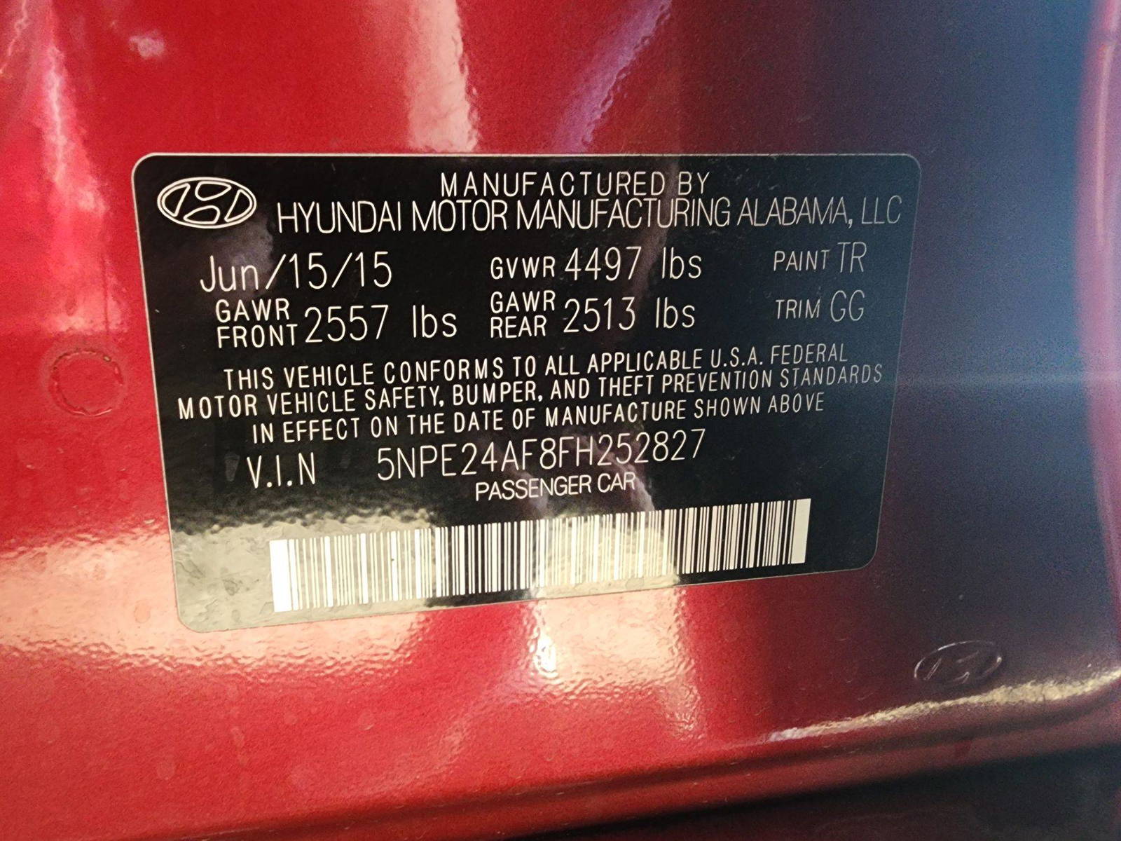 2015 HYUNDAI SONATA — 113423 Miles — Lot 44038794 — Souq - Marhaba Auctions Used Cars - Image 9