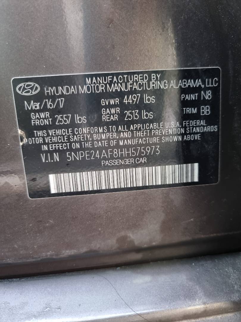 2017 HYUNDAI SONATA — 156289 Miles — Lot 2154187 — Ind. 12 - Marhaba Auctions Used Cars - Image 9