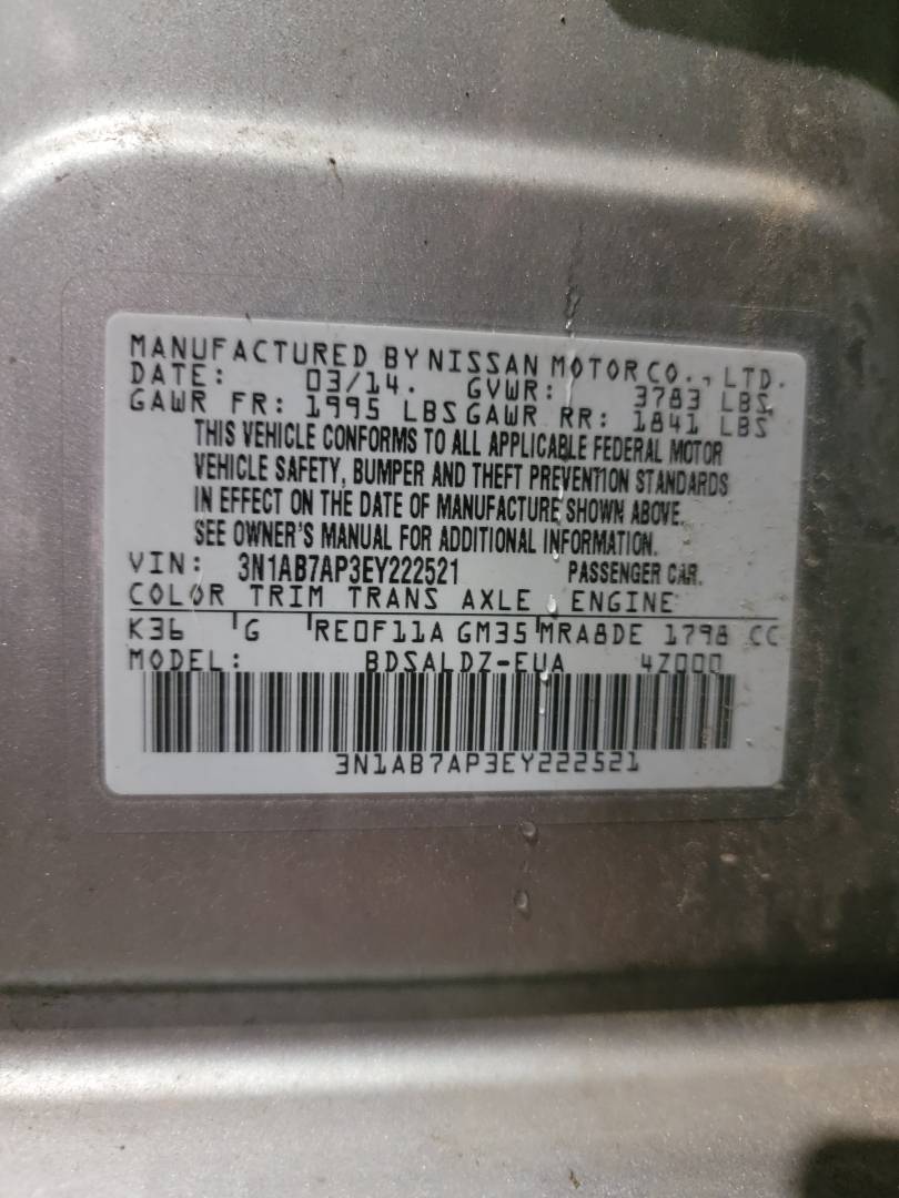 2014 NISSAN SENTRA — 158667 Miles — Lot P3EY222521 — Main - Marhaba Auctions Used Cars - Image 8