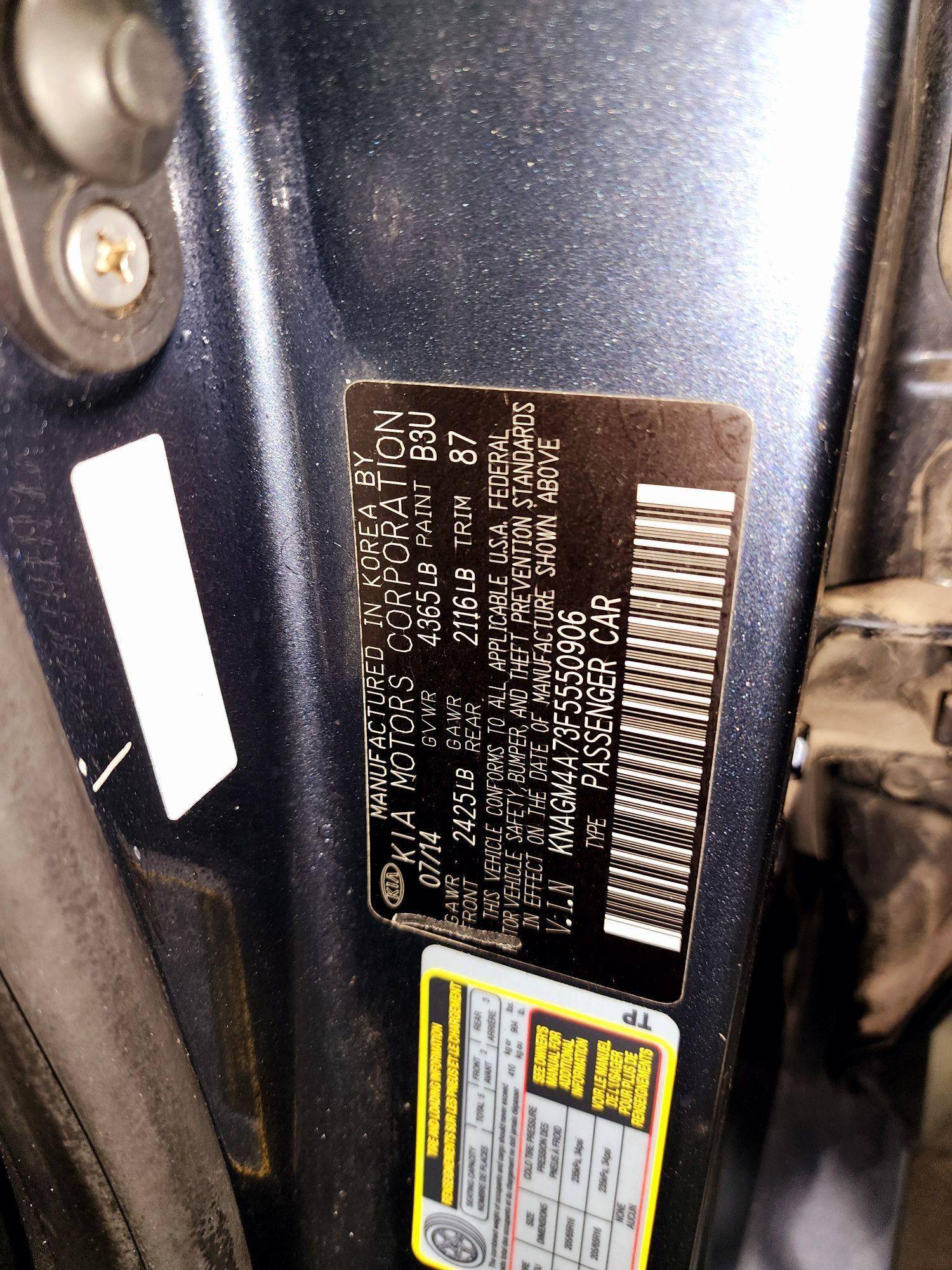 2015 KIA OPTIMA — 143872 Miles — Lot F5550906 — Souq - Marhaba Auctions Used Cars - Image 12