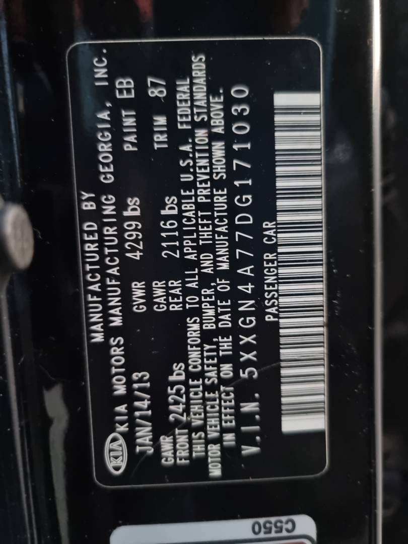 2013 KIA OPTIMA — 199404 Miles — Lot 215487 — Ind. 12 - Marhaba Auctions Used Cars - Image 10