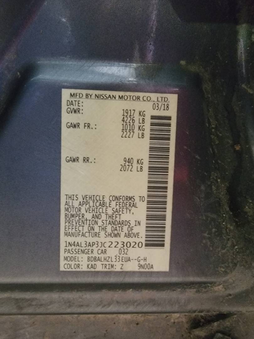 2018 NISSAN ALTIMA — 133927 Miles — Lot 223020 — Main - Marhaba Auctions Used Cars - Image 9